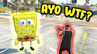 SPONGEBOB ATTACKS GANG SERVERS GTA 5 RP [upl. by Cirded]