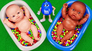 Satisfying ASMR Video l Yummy Mixing Candy in 2 Bathtubs with Magic Colors MampMs Slime Cutting ASMR [upl. by Edy344]