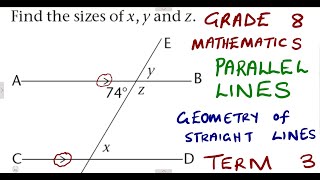 Mathematics Grade 8 Geometry Of Straight Lines Parallel Lines Term 3mathszoneafricanmotives [upl. by Yemarej118]