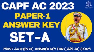 CAPF AC 2023 Paper1 Answer Key  SET A [upl. by Emylee]