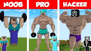 Minecraft NOOB vs PRO vs HACKER BODYBUILDER STATUE HOUSE BUILD CHALLENGE  Animation [upl. by Rohn]