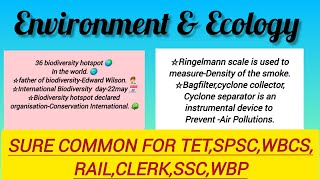 Important facts on Environment amp Ecology 🌱🌳TET SPSC WBCS RAIL WBP SSC CLERK [upl. by Bette]