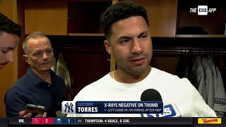 Gleyber Torres on injury in 7th inning leaving game [upl. by Mailiw]