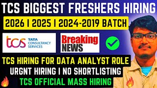 TCS Biggest Freshers Mass Hiring  TCS Mega OFF Campus Drive For 2024  2026  2025 20232019 BATCH [upl. by Langill]