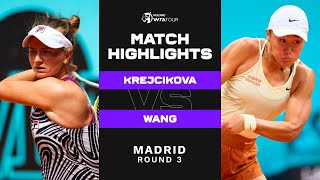 Barbora Krejcikova vs Wang Xiyu  2023 Madrid Round 3  WTA Match Highlights [upl. by Orrocos]