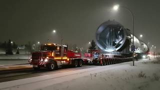 1640000 pound petrochemical splitter being transported in Edmonton Alberta [upl. by Eecram]