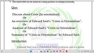 Crisis  Orientalism by Edward Says in literature What is Orientalism Crisis in Eng Literature [upl. by Nyrrat]