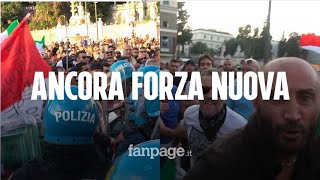 Roma Forza Nuova ancora in piazza contro il Green Pass scontri con la polizia [upl. by Alveta187]