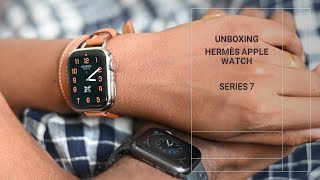 HERMÈS APPLE WATCH SERIES 7 UNBOXING Double Tour Apple Watch 41mm [upl. by Nerrak]