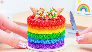 Buttercream Icing Cake Recipe 🌈 How to Make Perfect Miniature Cake With Rainbow Frosting [upl. by Valentine941]