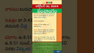 Eroju Panchangam Eroju Telugu Panchangam Today Panchangam in Telugu Calendar Today Tithi 30102024 [upl. by Tenrag504]