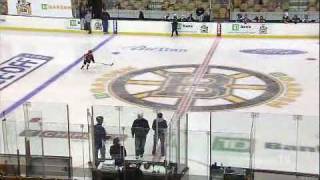 9 year old kid hockey phenom scores amazing goal before Bruins game in penalty shot shootout contest [upl. by Gardiner]