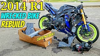 2014 R1 WRECKED Bike Rebuild Part 1 Damage Assessment [upl. by Shurlocke]