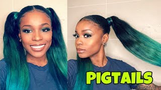 How to Slay Two Ponytails w weave  No GLUE  K Collection Hair [upl. by Ruscio392]