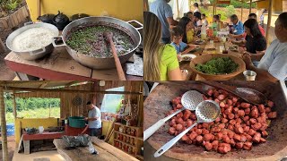 HOJE FOI O DIA DE FAZER UMA FEIJOADA NO TACHO NA CASINHA NO PÃ‰ DA SERRA [upl. by Lacie319]