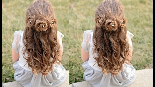 Flower girl hairstyles  braided flower buns [upl. by Llertnov]