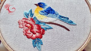 Beautiful Flower Embroidery on Clothes Tutorial – Using Easy Basic Stitches for Beginners [upl. by Atteynot837]