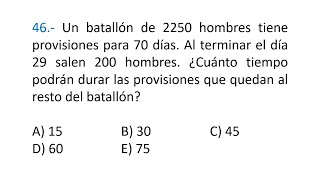 Un batallón de 2250 hombres tiene provisiones para 70 días Al terminar el día 29 salen 200 hombres [upl. by Osrit]