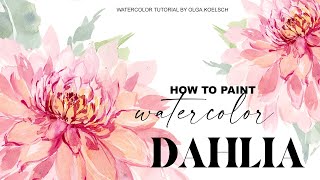 Watercolor PETALS flowers EASY Try to paint watercolor dahlia like THIS [upl. by Elrebma]