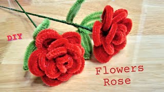 DIY  How to Make Pipe Cleaner Flower Rose  Easy Pipe Cleaner Rose Tutorial 🌹 [upl. by Connel]