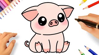 COMO DESENHAR UM PORQUINHO FOFO FÁCIL PASSO A PASSO 🐷❤️ [upl. by Nyasuh]