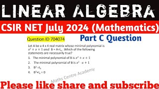 Linear Algebra  CSIR NET JUNE 2024 Paper Solution  csirnetjuly2024 [upl. by Etterb]