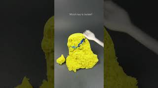 Which toy is inside  kinetic sand ASMR  yellow sand video  satisfying and relaxing video [upl. by Lanrev681]