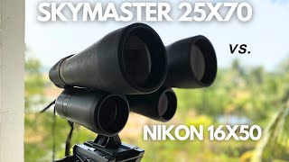 Celestron SkyMaster 25X70 vs Nikon 16X50 for Ultimate Terrestrial and Celestial Observations [upl. by Saisoj]