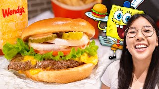 Wendy’s NEW SpongeBob Krabby Patty Burger 🍔  Pineapple Frosty Review [upl. by Stu333]