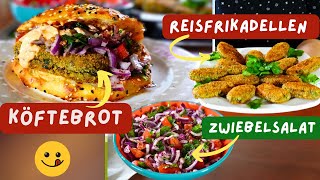 Dieses vegane ReisKöfteBrot ist der Renner bei uns Mit Reisfrikadellen Zwiebelsalat amp Soße [upl. by Aleiram]