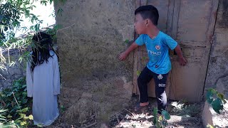 Harvesting homegrown vegetables and planting new vegetables  Orphan boy wandering [upl. by Aizatsana]