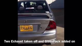 Cherry Bomb GlassPack Honda Civic 2003 EX Exhaust work [upl. by Ronym]