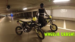 Trynte På Wheelie Fantic 125 wheelie crash  Norsk Motovlog [upl. by Amsden487]