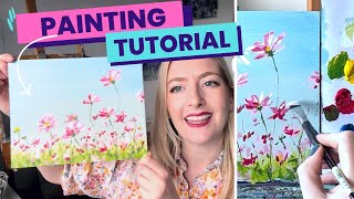 Acrylic Painting Tutorial Flower Acrylic Painting [upl. by Kcirrad242]