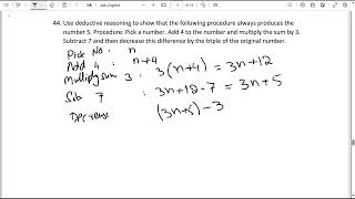 Ex  11 Q  44 Used Deductive Reasoning to show procedure produces number equal Original number [upl. by Odoric915]