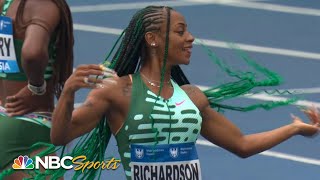 Sha’Carri Richardson edges Shericka Jackson in 100m showdown at Diamond League Silesia  NBC Sports [upl. by Reg]