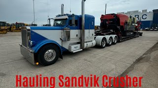 HAULING SANDVIK CRUSHER IN PETERBILT 379 VLOG [upl. by Anairt]