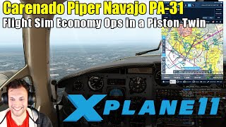 XPlane 11 Carenado Piper Navajo PA31 FSEconomy on PilotEdge [upl. by Mizuki]