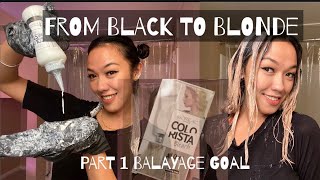 Bleaching My Hair From Dark To Blonde  L’Oréal Paris Colorista Bleach All Over  Balayag Part 1 [upl. by Nyasuh543]