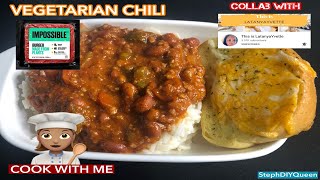 VEGETARIAN CHILI 🌶🥘 COLLAB WITH ThisisLatanyaYvette vegetarian cookwithme cooking [upl. by Lud861]