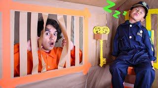 Kaden and Eric Hide and Seek Cardboard Jail Escape [upl. by Nilla]