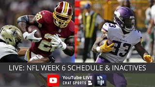 NFL Week 6 Live Streaming Of Injury Info For NFL Games Today NFL Schedule amp NFL Inactives [upl. by Callie]