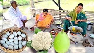 আজ হাঁসের ডিম আর ফুলকপি দিয়ে রান্না করলাম সাথে কাঁকড়া দিয়ে লাউ রান্না আর দুপুরে খাওয়া দাওয়া [upl. by Yelhs]