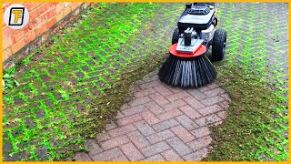 It Scrubs MOSS CRYSTAL CLEAN   Satisfying Street Sweeper amp Driveway Cleaning Machines [upl. by Wootan]