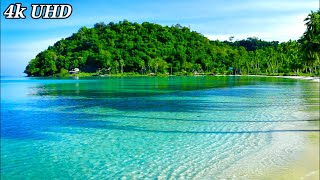 4k UHD Paradise Beach Nature Sounds Tropical Beach Waves Ocean Sounds White Noise for Sleeping [upl. by Keyes]