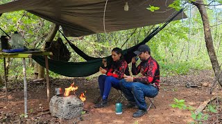 Acampamos numa mata fechada fiz meu Fogão a lenha de CUPIM pescaria raiz de bambu [upl. by Cory]