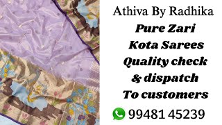 Pure Zari Kota Sarees Quality check amp dispatch To customers [upl. by Isdnyl471]