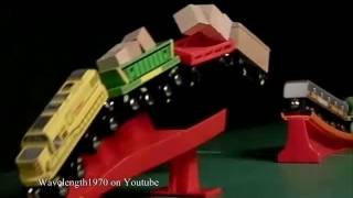 Thomas the Tank Engine  8 and 10 car trains jump the bridge in Slow Motion [upl. by Lyrehc]