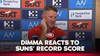 🗣️ Dimmas say on Suns recordnight in Darwin ☀️  Gold Coast Suns press conference [upl. by Rhodia]