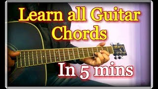 Learn All Guitar Chords in 5 minutes  Hindi Explanation [upl. by Ayimat524]